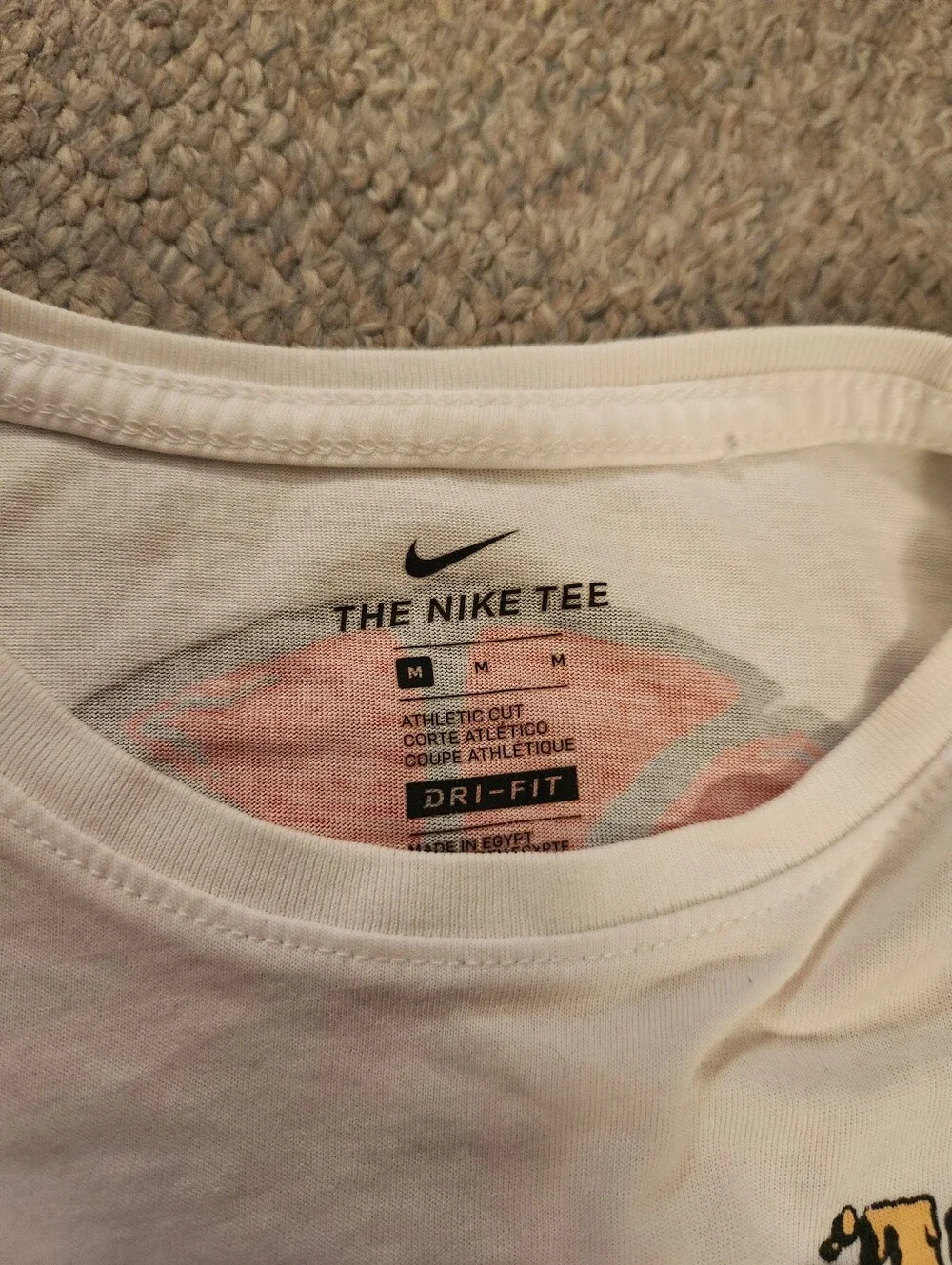 Nike Kids' White Short Sleeve Tee with Yellow Chest Graphic